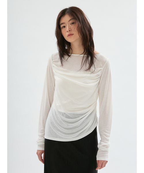 emmi(エミ)の「アシンメトリードレープカットソー(Tシャツ/カットソー・レディース・ブラウン/ブラック/オフホワイト・F)」の20枚目の写真