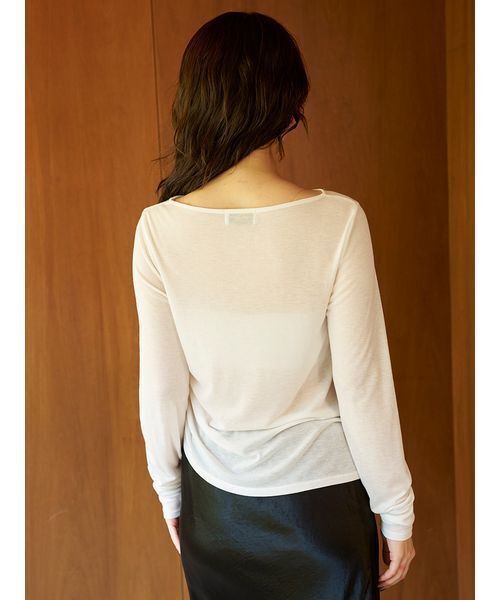 emmi(エミ)の「アシンメトリードレープカットソー(Tシャツ/カットソー・レディース・ブラウン/ブラック/オフホワイト・F)」の7枚目の写真