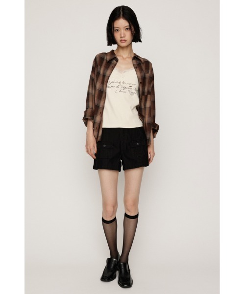 SLY(スライ)の「LACE CAMI LOGO TOPS レースキャミロゴトップス 夏服 秋服(キャミソール・レディース・ブラウン/オフホワイト/ライトブラック・FREE)」の4枚目の写真