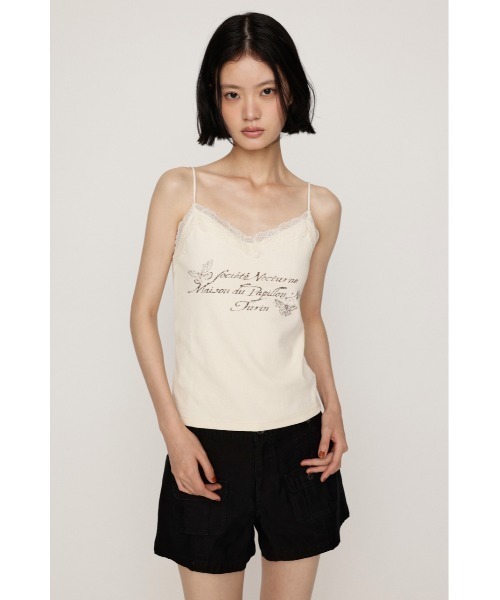 SLY(スライ)の「LACE CAMI LOGO TOPS レースキャミロゴトップス 夏服 秋服(キャミソール・レディース・ブラウン/オフホワイト/ライトブラック・FREE)」の5枚目の写真