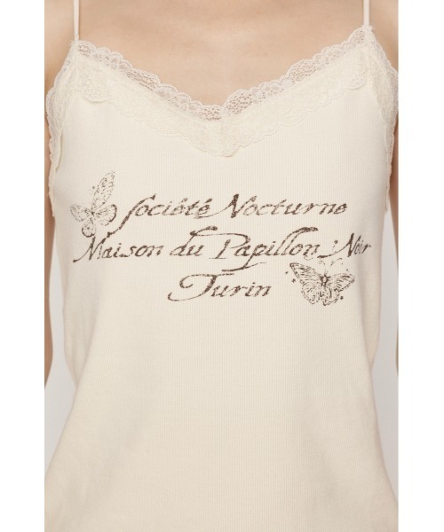 SLY(スライ)の「LACE CAMI LOGO TOPS レースキャミロゴトップス 夏服 秋服(キャミソール・レディース・ブラウン/オフホワイト/ライトブラック・FREE)」の9枚目の写真