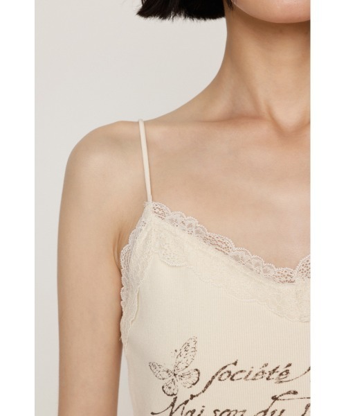 SLY(スライ)の「LACE CAMI LOGO TOPS レースキャミロゴトップス 夏服 秋服(キャミソール・レディース・ブラウン/オフホワイト/ライトブラック・FREE)」の11枚目の写真
