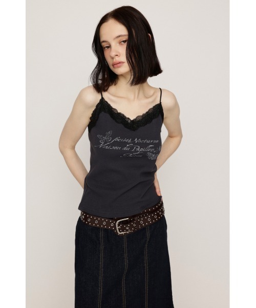 SLY(スライ)の「LACE CAMI LOGO TOPS レースキャミロゴトップス 夏服 秋服(キャミソール・レディース・ブラウン/オフホワイト/ライトブラック・FREE)」の13枚目の写真
