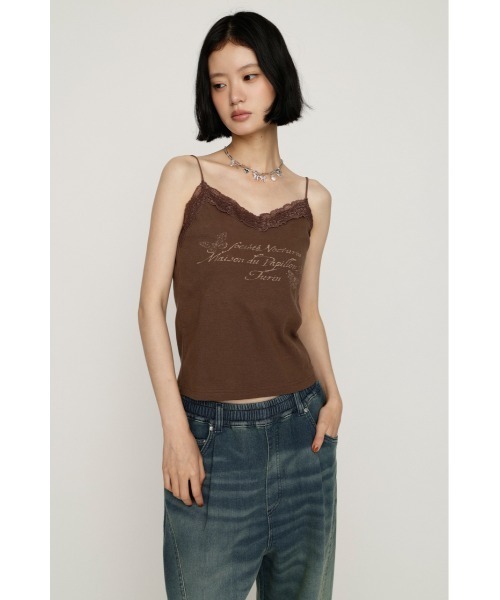 SLY(スライ)の「LACE CAMI LOGO TOPS レースキャミロゴトップス 夏服 秋服(キャミソール・レディース・ブラウン/オフホワイト/ライトブラック・FREE)」の17枚目の写真
