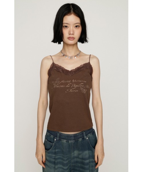 SLY(スライ)の「LACE CAMI LOGO TOPS レースキャミロゴトップス 夏服 秋服(キャミソール・レディース・ブラウン/オフホワイト/ライトブラック・FREE)」の18枚目の写真