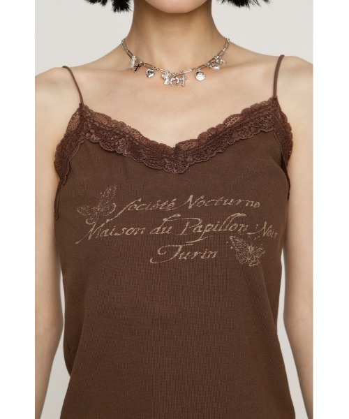 SLY(スライ)の「LACE CAMI LOGO TOPS レースキャミロゴトップス 夏服 秋服(キャミソール・レディース・ブラウン/オフホワイト/ライトブラック・FREE)」の19枚目の写真