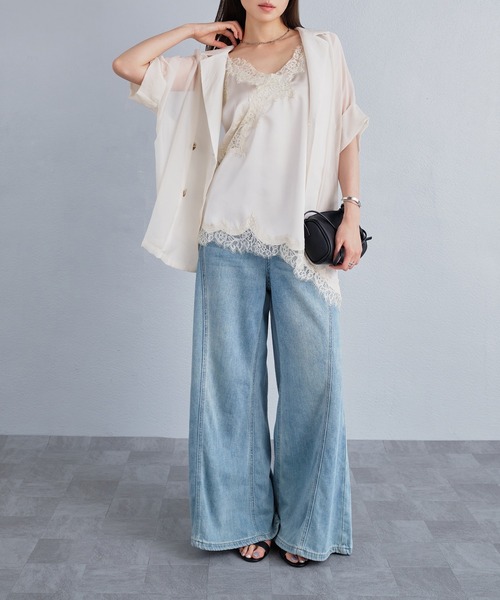 murea(ミュレア)の「レースドッキングサテンキャミソールチュニック(チュニック・レディース・ブラウン/ブラック/アイボリー・FREE)」の12枚目の写真
