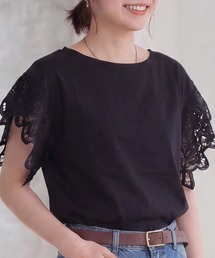 袖レースTシャツ