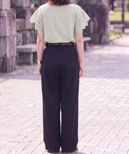 SELECT LEVERY(セレクトリベリー)の「袖レースTシャツ(Tシャツ/カットソー・レディース・ミント/オフホワイト/ブラック・LARGE/MEDIUM)」の17枚目の写真