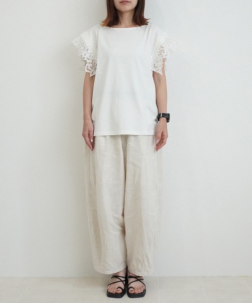 SELECT LEVERY(セレクトリベリー)の「袖レースTシャツ(Tシャツ/カットソー・レディース・ミント/オフホワイト/ブラック・LARGE/MEDIUM)」の12枚目の写真