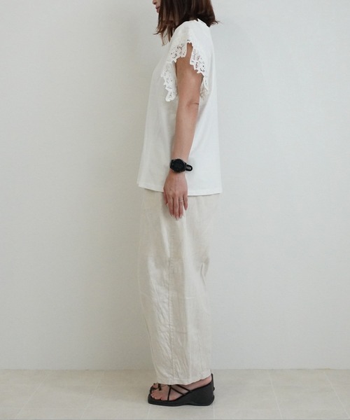 SELECT LEVERY(セレクトリベリー)の「袖レースTシャツ(Tシャツ/カットソー・レディース・ミント/オフホワイト/ブラック・LARGE/MEDIUM)」の13枚目の写真