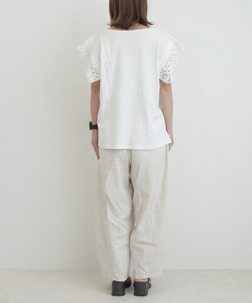 SELECT LEVERY(セレクトリベリー)の「袖レースTシャツ(Tシャツ/カットソー・レディース・ミント/オフホワイト/ブラック・LARGE/MEDIUM)」の14枚目の写真