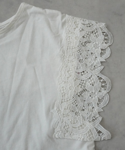 SELECT LEVERY(セレクトリベリー)の「袖レースTシャツ(Tシャツ/カットソー・レディース・ミント/オフホワイト/ブラック・LARGE/MEDIUM)」の10枚目の写真