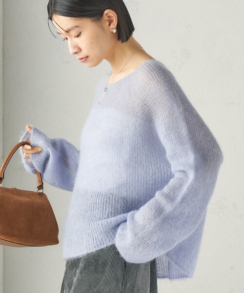 SHIPS(シップス)の「〈手洗い可能〉キッド モヘヤ 畦 プルオーバー(ニット/セーター・レディース・スカイブルー/ブラウン/サーモンピンク・ONE SIZE)」の3枚目の写真