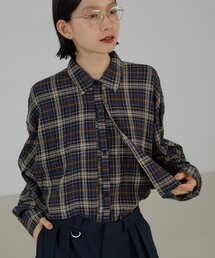 チェック/オックス ロングヨーク オーバーサイズ シャツ|ユニセックス セットアップ対応 レイヤード風