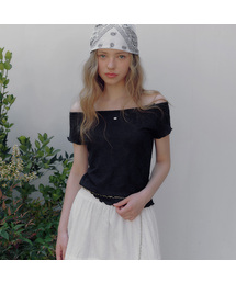 アレットローズジャガードオフショルダー半袖Tシャツ