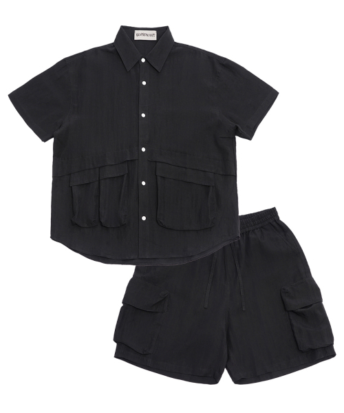 NIGHTWORKDEPT(ナイトワークデプト)の「Loose Fit Utility Linen Set-Up_Black(シャツ/ブラウス・レディース・その他・MEDIUM/SMALL)」の1枚目の写真