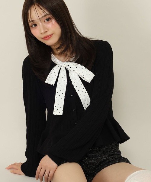 Heather(ヘザー)の「ペプラムリボンニット 1063905(ニット/セーター・レディース・アイボリー/ブラック/ブラウン・FREE)」の2枚目の写真