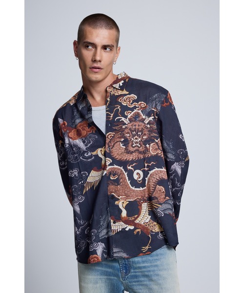 Desigual（デシグアル）の「オリエンタル柄プリント長袖シャツ（シャツ/ブラウス・メンズ・ブラウン・XS/S/M/L/XL）」の2枚目の写真