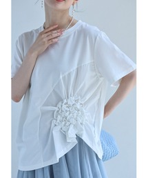 紫陽花シャーリングTシャツトップス