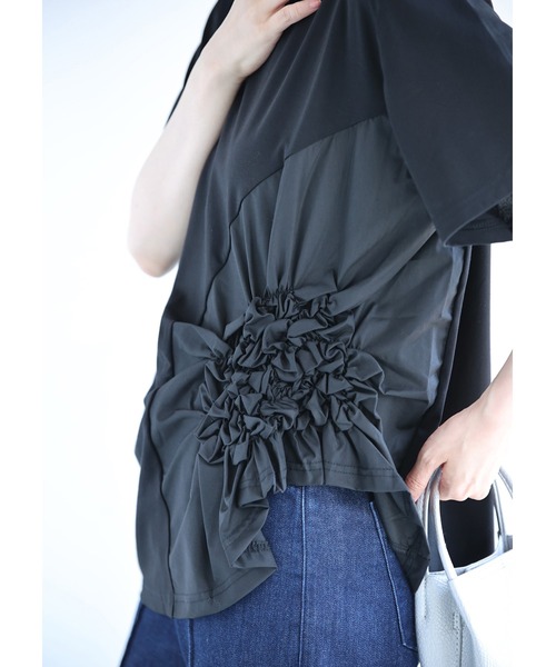 cawaii(カワイイ)の「紫陽花シャーリングTシャツトップス(シャツ/ブラウス・レディース・ホワイト/ブラック・FREE)」の10枚目の写真