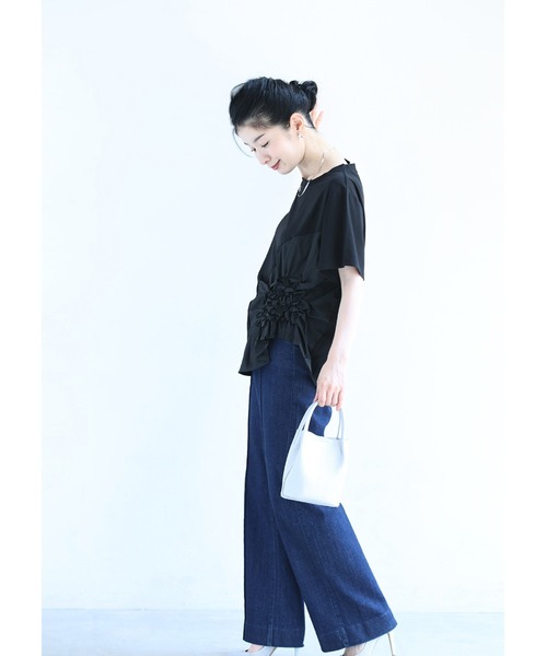 cawaii(カワイイ)の「紫陽花シャーリングTシャツトップス(シャツ/ブラウス・レディース・ホワイト/ブラック・FREE)」の11枚目の写真