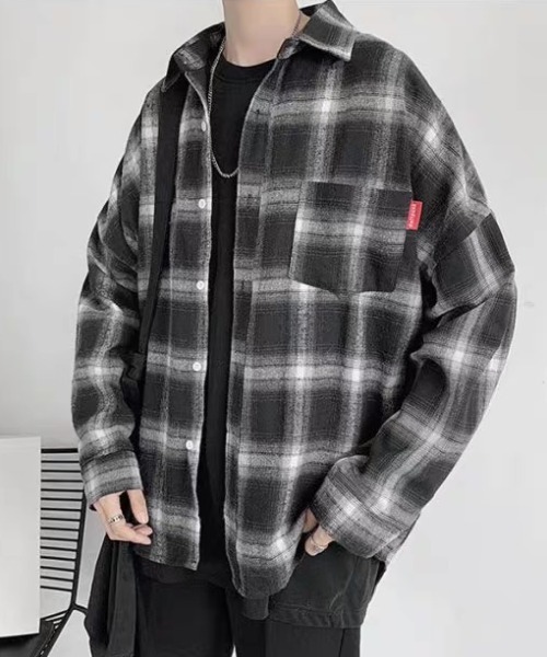 ampm(エーエムピーエム)の「ヴィンテージチェックオーバーシャツ(シャツ/ブラウス・メンズ・レッド/ブルー/ブラック・L/XL)」の4枚目の写真
