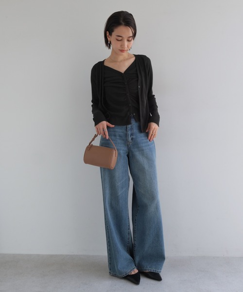 andme(アンドミー)の「レイヤード風ギャザー長袖トップス(Tシャツ/カットソー・レディース・ブラック/ブラウン/アイボリー・M)」の11枚目の写真
