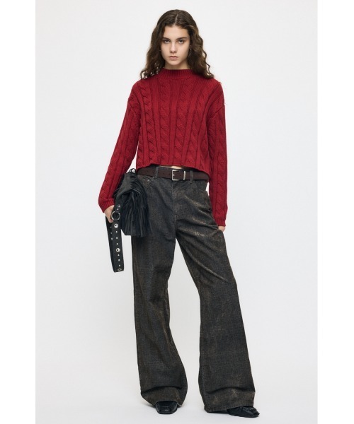 MOUSSY(マウジー)の「【26年AW新作】BACK OPEN CABLE KNIT プルオーバー(ニット/セーター・レディース・レッド/ブラック/ネイビー/ライトベージュ・FREE)」の14枚目の写真
