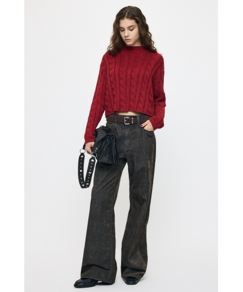 MOUSSY(マウジー)の「【26年AW新作】BACK OPEN CABLE KNIT プルオーバー(ニット/セーター・レディース・レッド/ブラック/ネイビー/ライトベージュ・FREE)」の15枚目の写真