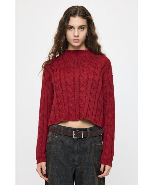 MOUSSY(マウジー)の「【26年AW新作】BACK OPEN CABLE KNIT プルオーバー(ニット/セーター・レディース・レッド/ブラック/ネイビー/ライトベージュ・FREE)」の17枚目の写真