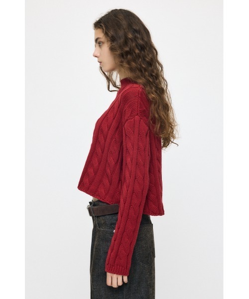 MOUSSY(マウジー)の「【26年AW新作】BACK OPEN CABLE KNIT プルオーバー(ニット/セーター・レディース・レッド/ブラック/ネイビー/ライトベージュ・FREE)」の18枚目の写真