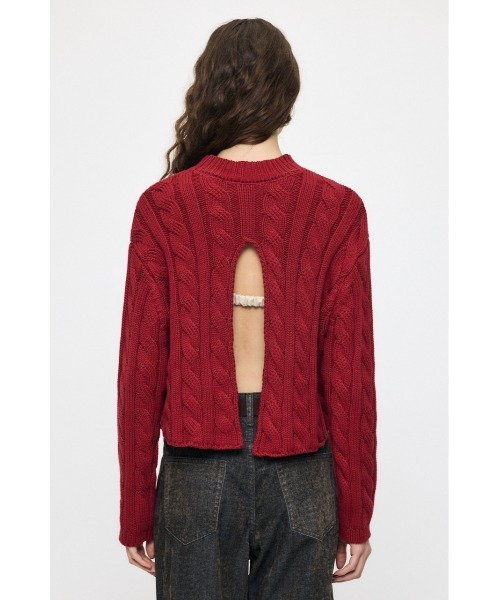 MOUSSY(マウジー)の「【26年AW新作】BACK OPEN CABLE KNIT プルオーバー(ニット/セーター・レディース・レッド/ブラック/ネイビー/ライトベージュ・FREE)」の19枚目の写真