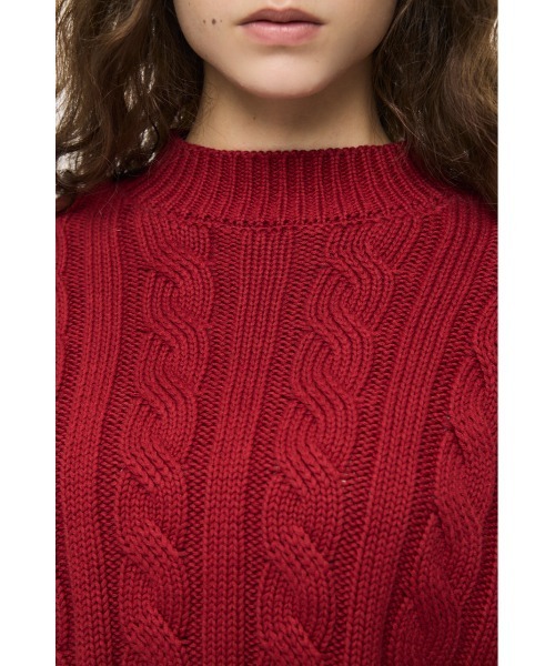 MOUSSY(マウジー)の「【26年AW新作】BACK OPEN CABLE KNIT プルオーバー(ニット/セーター・レディース・レッド/ブラック/ネイビー/ライトベージュ・FREE)」の20枚目の写真