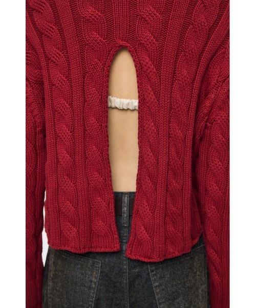 MOUSSY(マウジー)の「【26年AW新作】BACK OPEN CABLE KNIT プルオーバー(ニット/セーター・レディース・レッド/ブラック/ネイビー/ライトベージュ・FREE)」の21枚目の写真