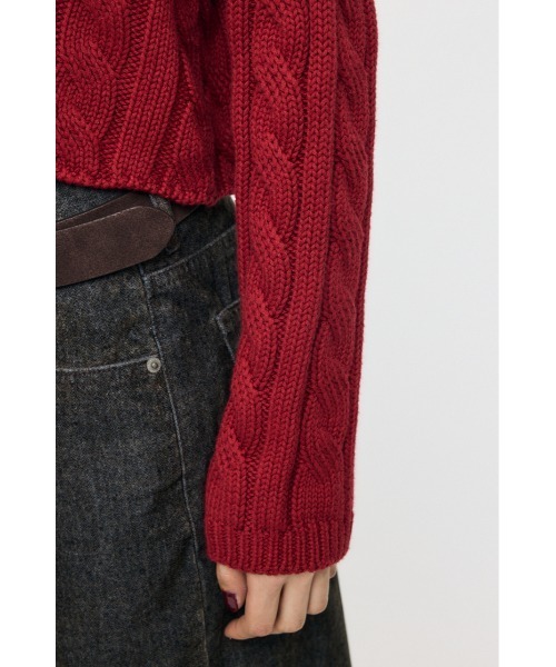 MOUSSY(マウジー)の「【26年AW新作】BACK OPEN CABLE KNIT プルオーバー(ニット/セーター・レディース・レッド/ブラック/ネイビー/ライトベージュ・FREE)」の22枚目の写真