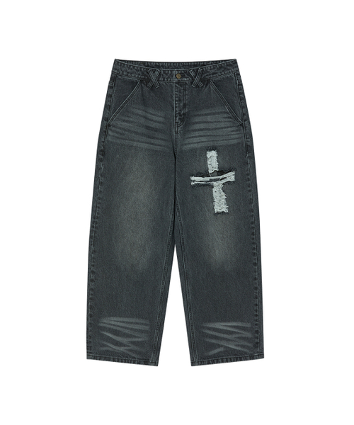 NYXX(エヌワイエックスエックス)の「CROSS APLIQUE DENIM BLACK(デニムパンツ・レディース・その他・SMALL/MEDIUM)」の2枚目の写真