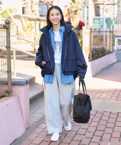 FREAK'S STORE(フリークスストア)の「ボンディングカーブワイドパンツ(スウェットパンツ・レディース・チャコール/グレー/オフホワイト・MEDIUM/SMALL)」の4枚目の写真
