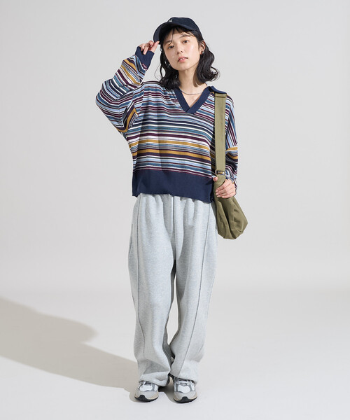 FREAK'S STORE(フリークスストア)の「ボンディングカーブワイドパンツ(スウェットパンツ・レディース・チャコール/グレー/オフホワイト・MEDIUM/SMALL)」の9枚目の写真