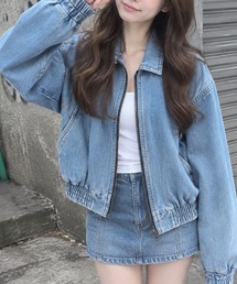 HOOK for girls ギャザーショートデニムブルゾン