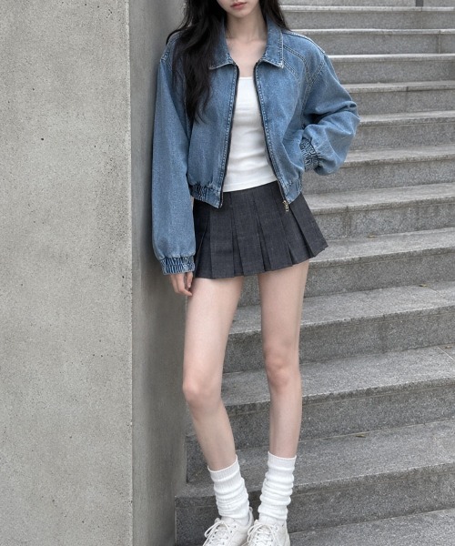 HOOK（フック）の「HOOK for girls ギャザーショートデニムブルゾン（デニムジャケット・レディース・ブルー・S）」の14枚目の写真