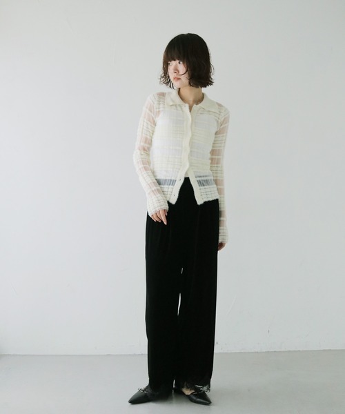 cheriella(シェリエラ)の「【cheriella】シアーボーダーポロニット SHEER BORDER POLO KNIT(ニット/セーター・レディース・ブラック/オフホワイト・FREE)」の18枚目の写真