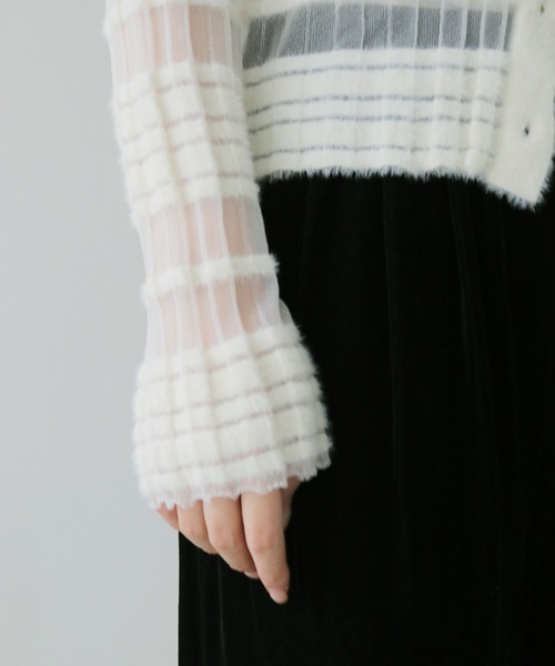 cheriella(シェリエラ)の「【cheriella】シアーボーダーポロニット SHEER BORDER POLO KNIT(ニット/セーター・レディース・ブラック/オフホワイト・FREE)」の13枚目の写真