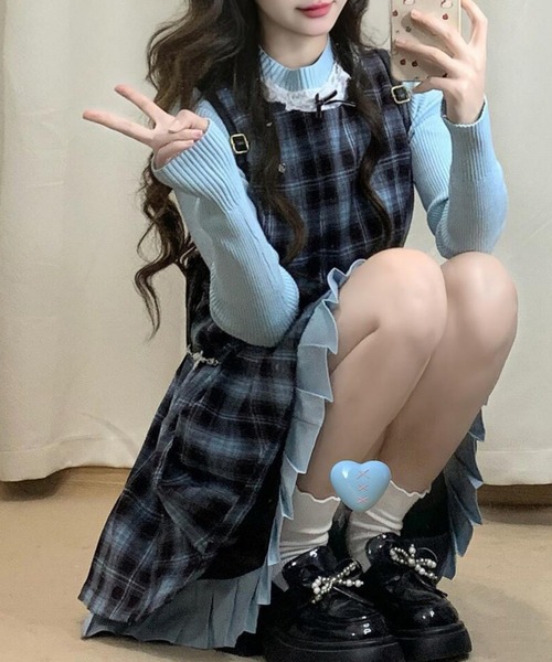 gossip！ロサンゼルス（ゴシップロサンゼルス）の「【Y2Kガーリー】チェック柄 サロペットワンピース ジャンパースカート（ワンピース・レディース・チェック・M）」の3枚目の写真