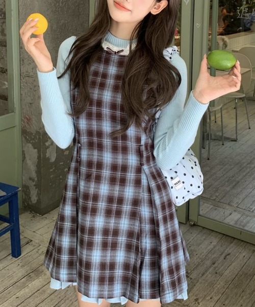 gossip！ロサンゼルス（ゴシップロサンゼルス）の「【Y2Kガーリー】チェック柄 サロペットワンピース ジャンパースカート（ワンピース・レディース・チェック・M）」の7枚目の写真