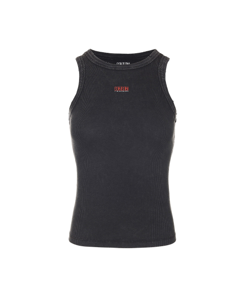 BLACK BLOND(ブラック ブロンド)の「8287 ロゴヴィンテージノースリーブTシャツ(チャコール)(Tシャツ/カットソー・レディース・その他・FREE)」の1枚目の写真