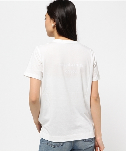 VENCEEXCHANGE（ヴァンスエクスチェンジ）の「バックプリント VネックTシャツ（Tシャツ/カットソー・レディース・オフホワイト/グレー/コーラル/ダークオリーブ・MEDIUM）」の12枚目の写真