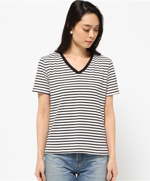 VENCEEXCHANGE（ヴァンスエクスチェンジ）の「バックプリント VネックTシャツ（Tシャツ/カットソー・レディース・オフホワイト/グレー/コーラル/ダークオリーブ・MEDIUM）」の13枚目の写真