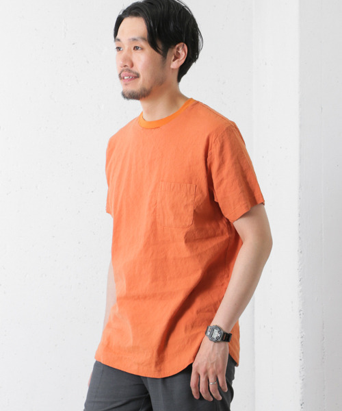 URBAN RESEARCH DOORS MENS（アーバンリサーチ ドアーズ メンズ）の「DOORS ストレッチリネン布帛Tee（シャツ/ブラウス・メンズ・アイボリー/オレンジ/ブルー系その他/ネイビー・40/38）」の4枚目の写真