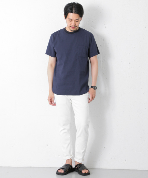 URBAN RESEARCH DOORS MENS（アーバンリサーチ ドアーズ メンズ）の「DOORS ストレッチリネン布帛Tee（シャツ/ブラウス・メンズ・アイボリー/オレンジ/ブルー系その他/ネイビー・40/38）」の7枚目の写真